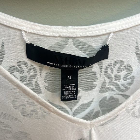 White House Black Market Cream 3/4 Sleeve Boxy Blouse - Picture 2 of 4